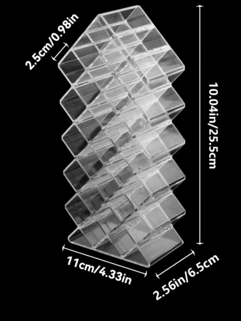 NWOT Clear Acrylic Fish Shaped Spacious Makeup Organizer Tower 16 Slot Holder